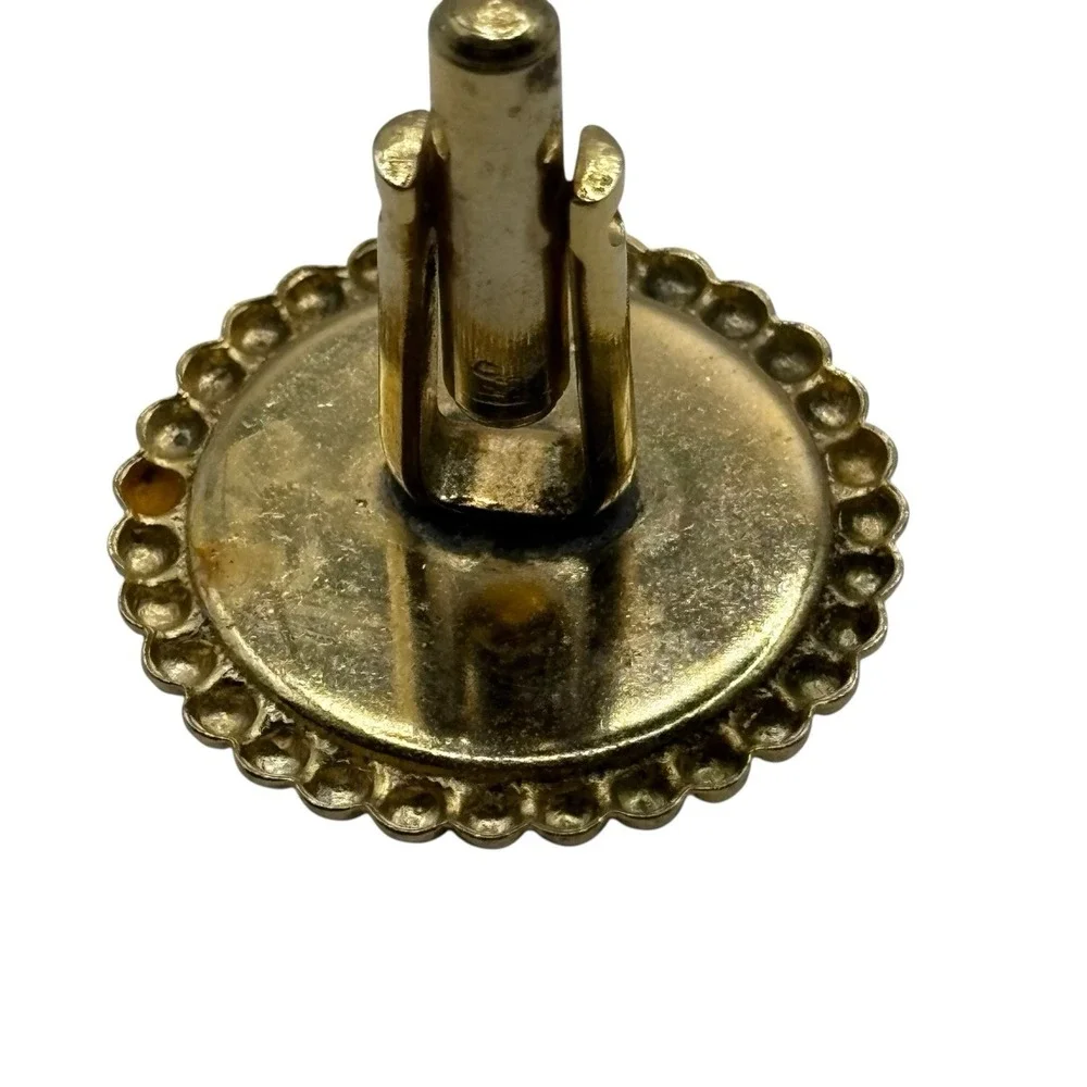 Fleur De Lis Cufflinks Vintage Black Enamel Round Ball‎ Metal Edges Gold Tone